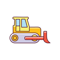Yellow bulldozer icon. Heavy machinery, construction,  powerful engine, ground leveling, industrial equipment,  symbolizing progress and development.