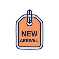 New product arrival tag. Fresh items launched.  Announcing latest goods, exciting debut.