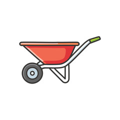 Red wheelbarrow icon. Gardening tool;  symbol of hard work and yield.  Perfect for spring projects