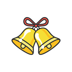 Golden bells festive ringing. Twin bells symbolize joy, celebration, and holiday cheer.  A festive image perfect for seasonal greetings.