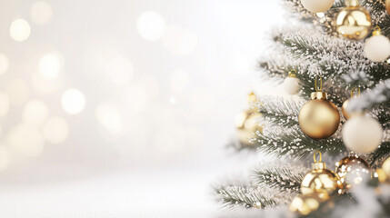 Christmas tree decorations on snow