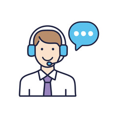 Happy customer support agent. Friendly helpline representative ready to assist.  Excellent service, communication, and problem-solving.