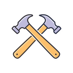 Crossed hammers icon. Teamwork, construction, and building; symbol of collaboration and shared effort.