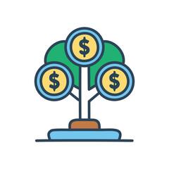 Money tree growth finance. Financial prosperity, wealth growth, investment returns symbolized by a money tree.  Success, abundance.