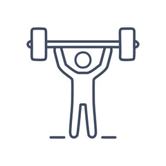 Obraz premium Weightlifting strength icon. Person lifting weights; symbolizes strength, fitness, and achievement. Goal oriented image.