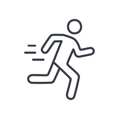 Running person icon. Fast motion, speed, urgency,  active lifestyle symbol.  Represents quick action.