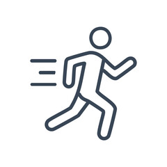 Running person icon. Fast moving person symbol;  represents speed, progress, and achievement.
