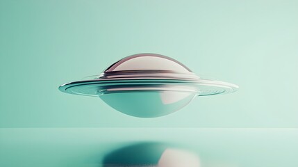 Abstract 3D Sphere with Rings in Pastel Green Background