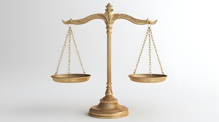 Golden Scales of Justice on White Background