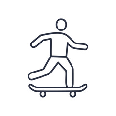 Skateboarding icon design. Simple skater illustration, symbolizing freedom, speed, and youthful energy.