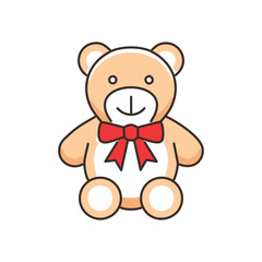 Cute teddy bear gift. Adorable teddy bear with a red bow, perfect for gifting. Symbolizes love and childhood innocence.