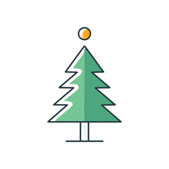 Evergreen tree icon. Simple green pine tree graphic; symbolizes growth, nature, and holiday cheer.