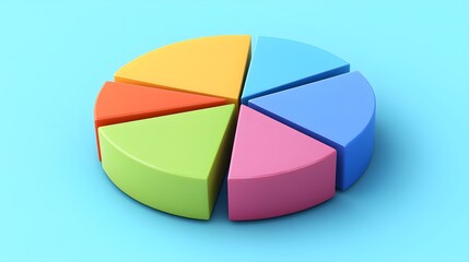 Obraz premium Colorful 3D Pie Chart on Blue Background