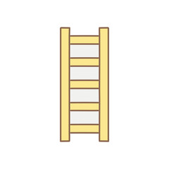 Wooden ladder steps ascent. Simple yellow ladder image.  Symbolizes progress, growth, and reaching goals.