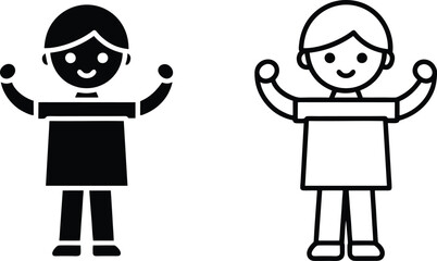 Strong Kids Icon, Filled and Outline Style