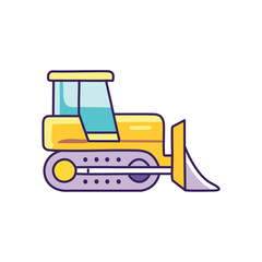 Bulldozer construction vehicle. Powerful bulldozer ready for work.  Symbolizes progress, industry, and development.