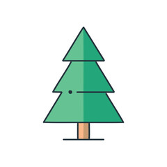 Evergreen tree icon. Simple green pine tree illustration, symbolizing nature, growth, and the holidays.