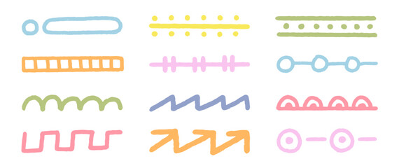 手書きの飾り罫。ボーダーやフレーム用のベクターイラスト。ペンで書いた模様。