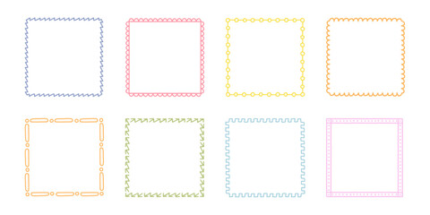 手書きの飾り罫フレームイラスト。レトロな雰囲気のかわいい模様。温かみのある雰囲気。