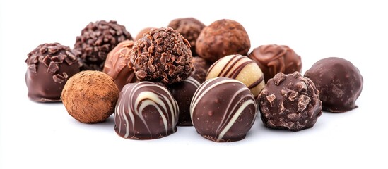 Obraz premium Chocolate Truffles On A White Background