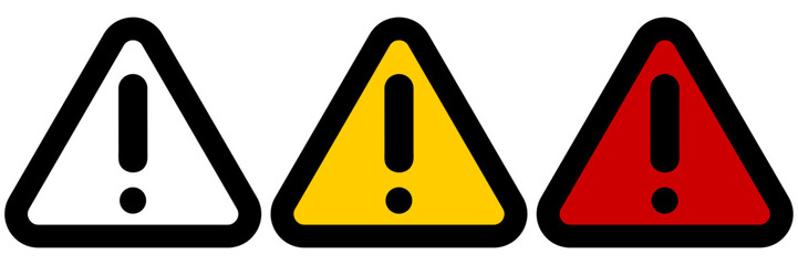 Alert icon, exclamation mark in triangle shape. Precaution and attention message.