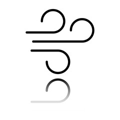 Wind simple icon. Flat design. Black icon with mirror reflection. White background
