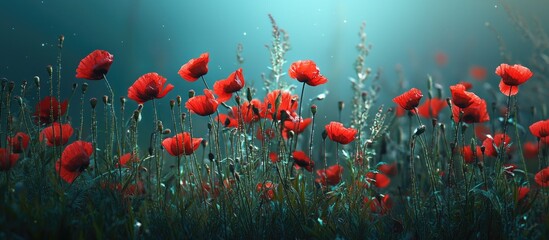 Obraz premium Very Beautiful Red Wildflowers