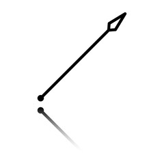 Spear simple icon. Flat design. Black icon with mirror reflection. White background