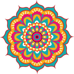 Colorful Mandala Illustration with Intricate Geometric Patterns
