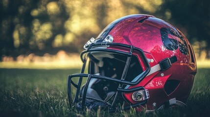 Football helmet with a soft focus backdrop