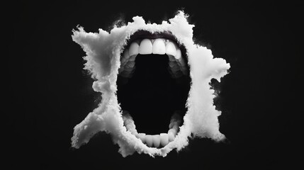 A mouth contorted in a silent scream, its expression capturing the raw power of unbridled emotion.