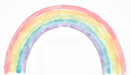 Obraz premium Soft watercolor rainbow arch on a light background, creating a dreamy and cheerful atmosphere