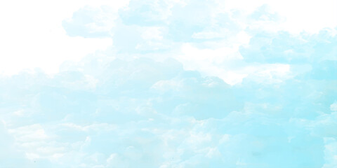 Obraz premium sunny sky blue light watercolor background. Aquarelle painting brush effect card paper textured canvas cloudy smoke space for text, entertaining card, template. aquamarine color graphics illustration