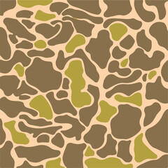 Modern camouflage background vector seamless print, repeat texture, army classic pattern
