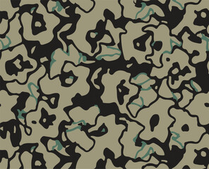 Modern camouflage background vector seamless print, repeat texture, army classic pattern

