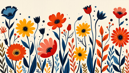 Colorful flower illustration with vibrant colors on a light background for decorations