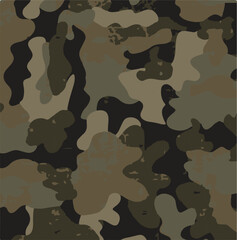 Modern camouflage background vector seamless print, repeat texture, army classic pattern
