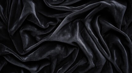 Fototapeta premium Lush black velvet drapery texture with a rich luxurious appearance