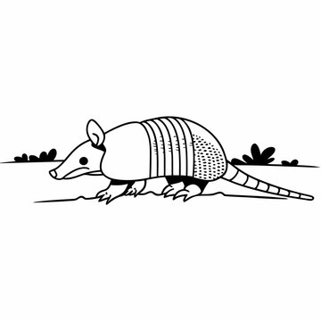 armadillo walking black and white clip art preview