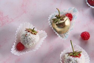 White Chocolate and Coconut-Covered Strawberry