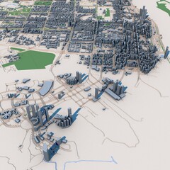 Abu Dhabi City United Arab Emirates Map, 3D Rendering