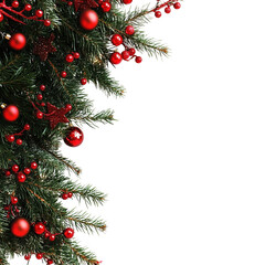 Christmas Frame with Ornaments and Pine Branches