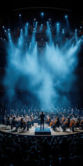 A symphony orchestra on stage . AI generative.