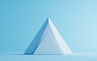Gradient-layered pyramid in shades of blue, 3D isolated design, clean minimalist style, symbolizing data hierarchy, business growth, and management levels