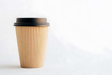 Minimalist reusable coffee cup made of eco-friendly materials, isolated on a white background
