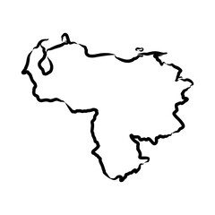 Venezuela map hand drawn sketch. Vector illustration.Venezuela map, vector sketch