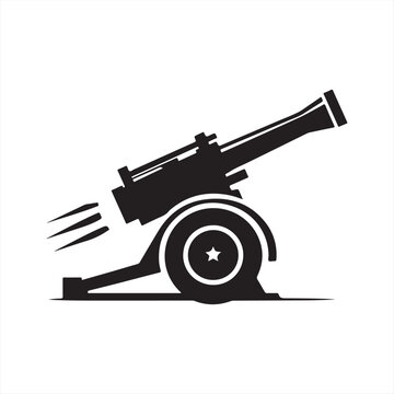 black cannon firing, white background clip art preview