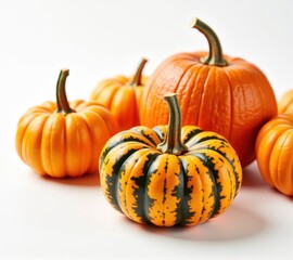 Obraz premium pumpkins different vegetables on white background