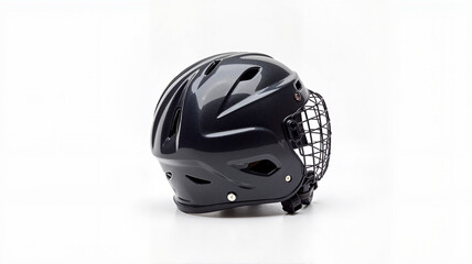 Fototapeta premium Black hockey helmet on white background