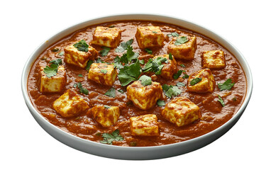 Delicious Paneer Butter Masala Served in a White Bowl with Garnished Fresh Coriander Leaves for Authentic Indian Cuisine Experience